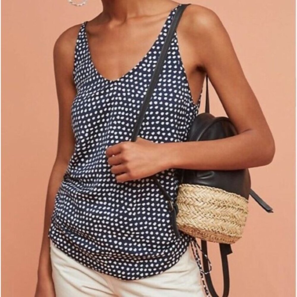 The Fifth Label Anthropologie Women's Tank Top S Navy Blue Dots Block Party NEW